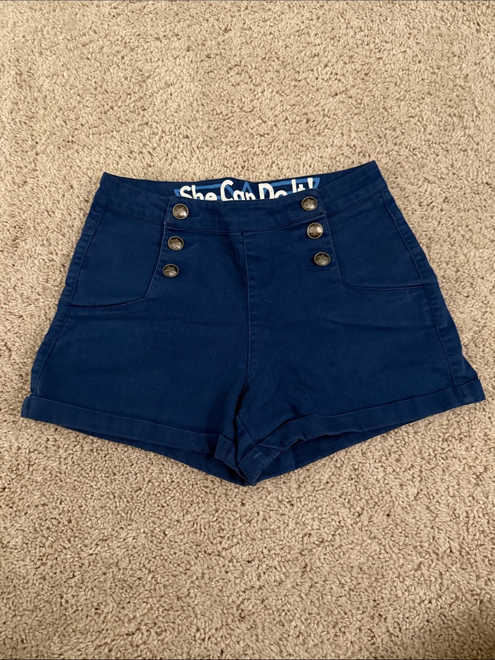 DC Comics Navy High-Waist Sailor Button Shorts